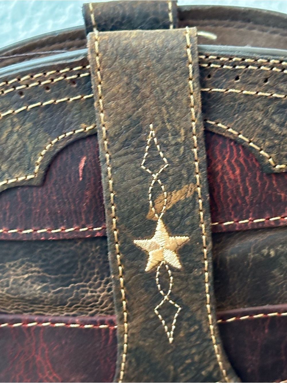 Durango Brown Red and Navy Western Heeled Boots - Picture 6 of 8
